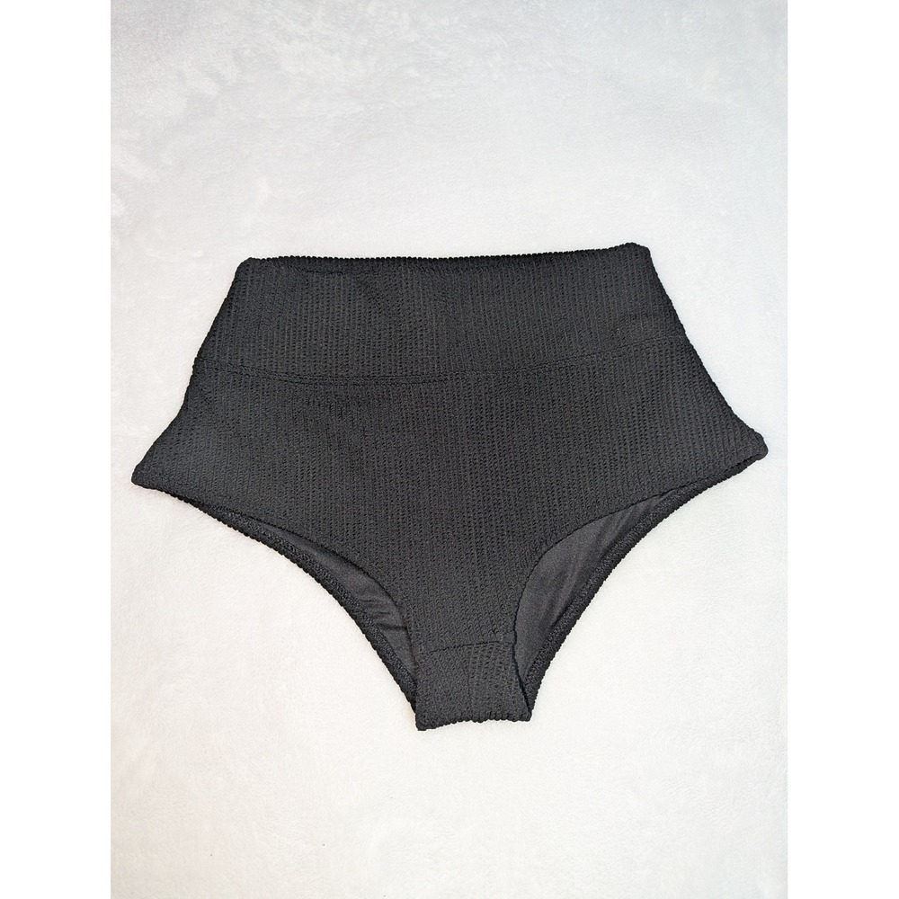 Victoria's Secret PINK Black Smocked High Waisted Bikini Bottom Size M